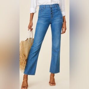 NWT Reformation Cynthia High Rise Button Fly Straight Jeans Blue Women Size 26